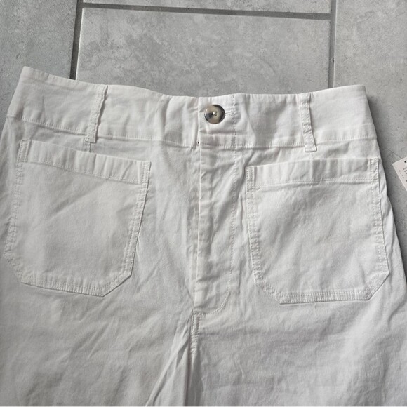 Maeve Colette Crop Linen Pants, Wide Leg, White Size 32 - Picture 5 of 6